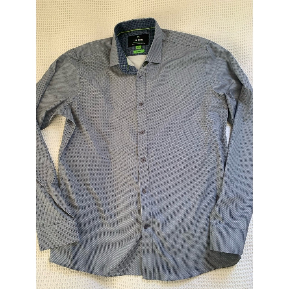 Tom Baine Performance Mens Shirt Blue Long Sleeve Wrinkle Free  Stretch Large